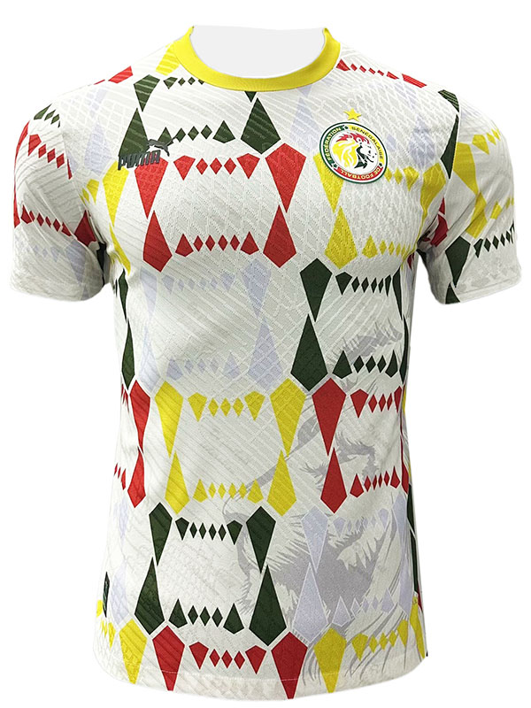 Senegal maillot version joueur uniforme de football d'avant-match kit de football blanc pour hommes hauts chemise de sport 2024